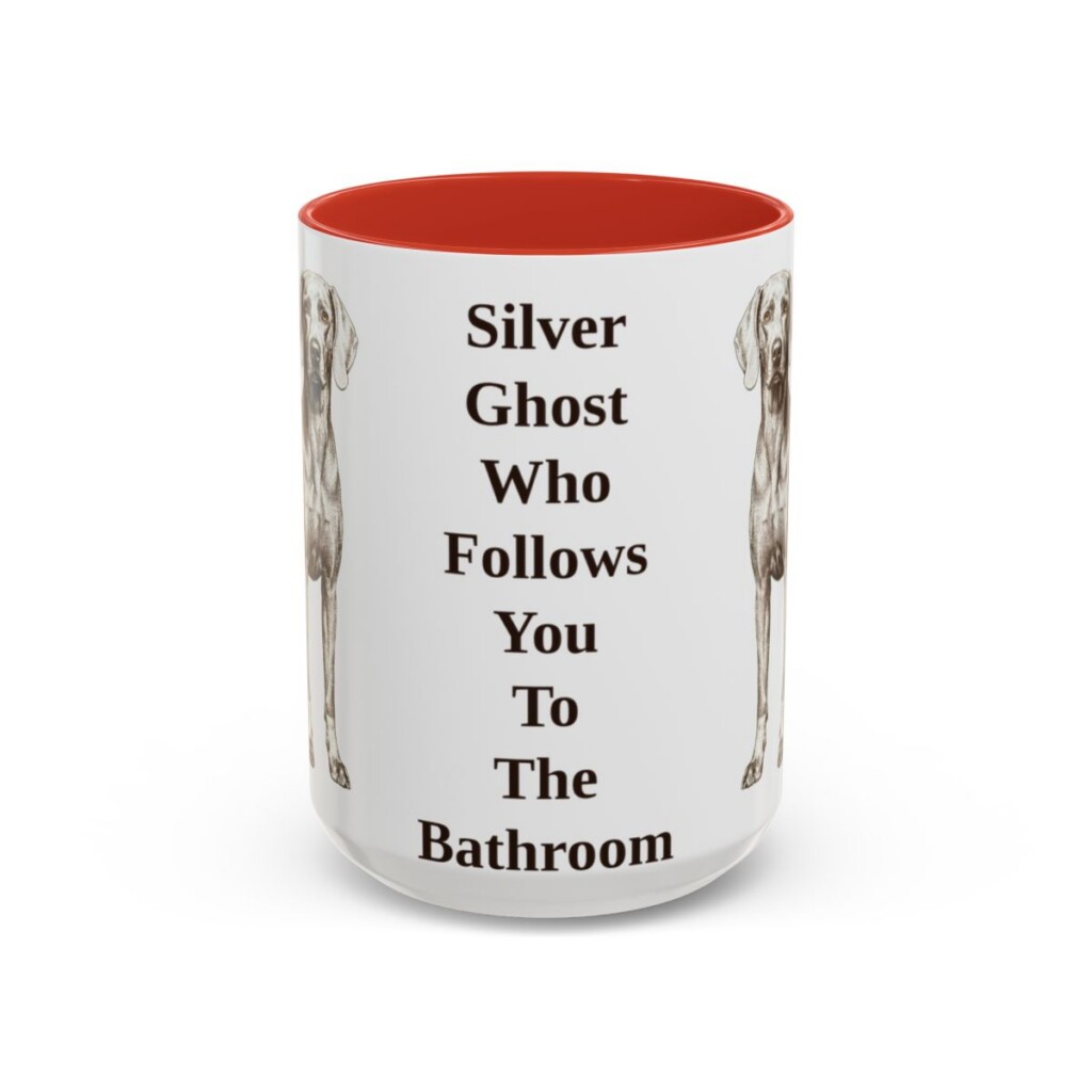 15oz-weimaraner-mug-humor-red 15oz Funny Weimaraner Mug, Red, front view
