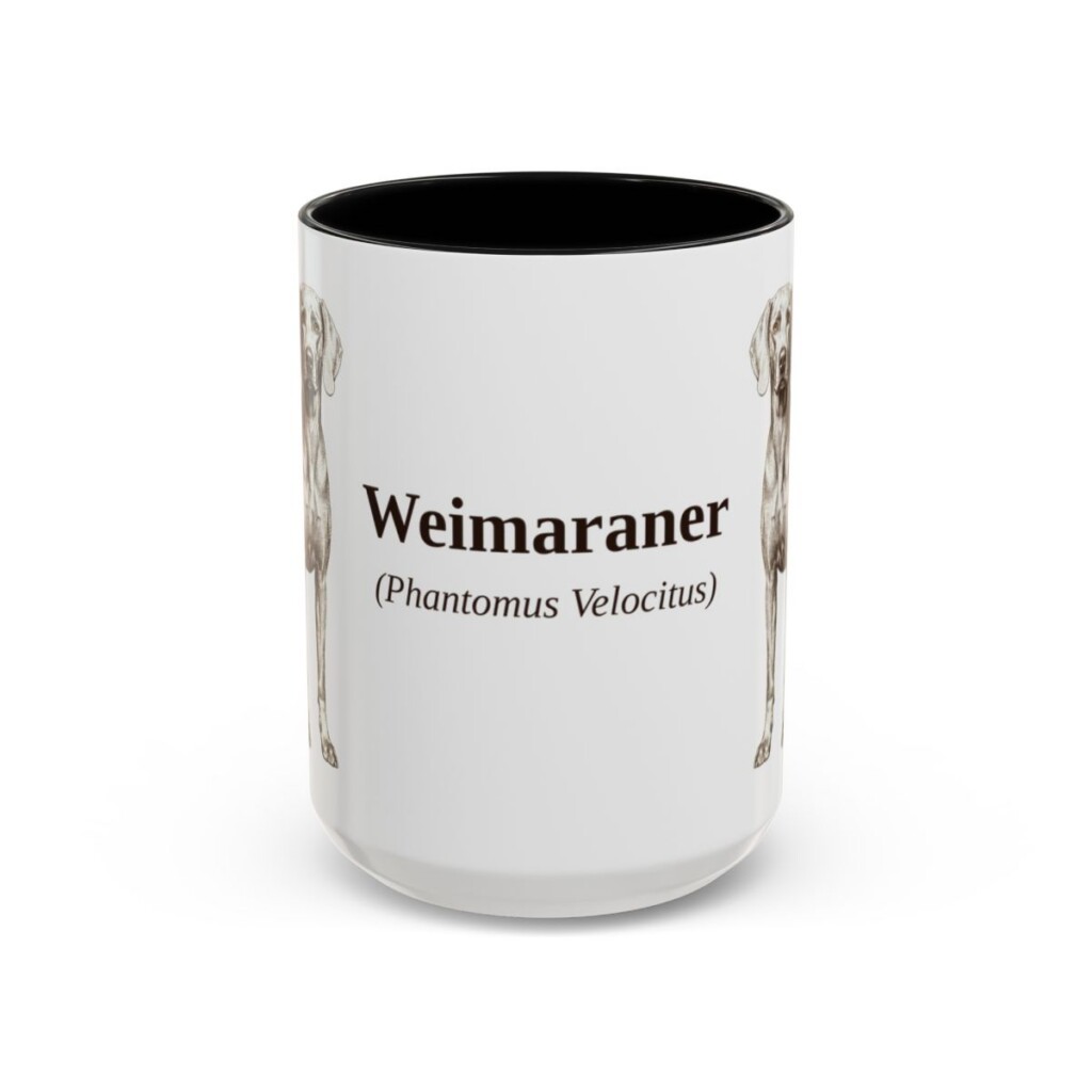 15oz Weimaraner Latin Mug, Black, front view