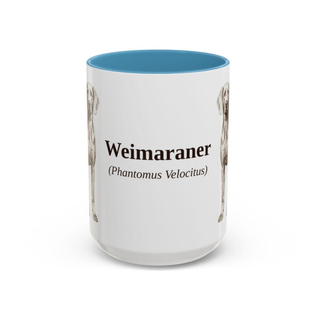 15oz Weimaraner Latin Mug, Light Blue, front view