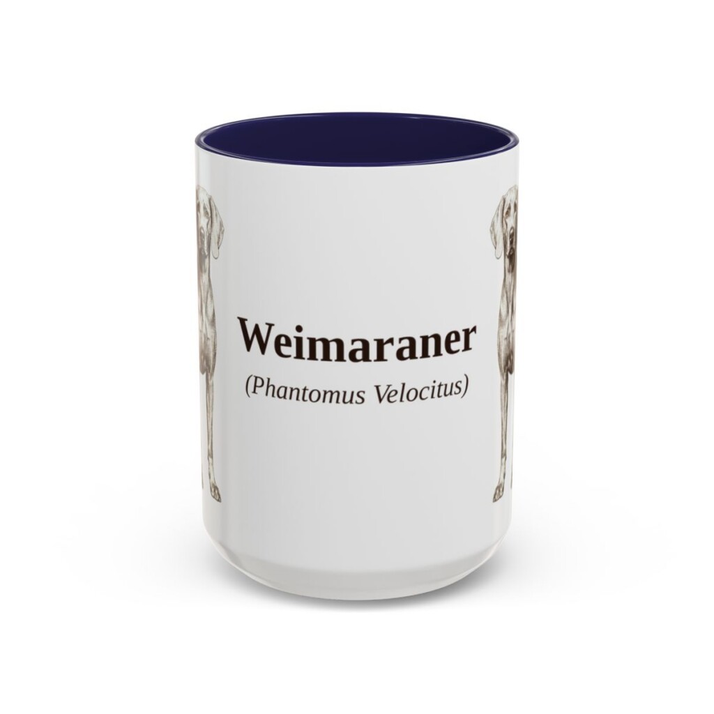 15oz Weimaraner Latin Mug, Navy, front view