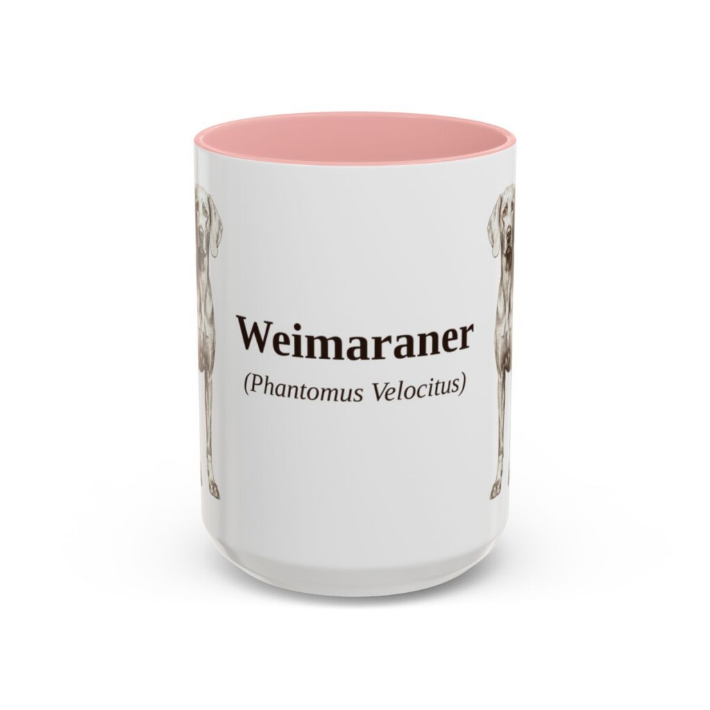 15oz Weimaraner Latin Mug, Pink, front view