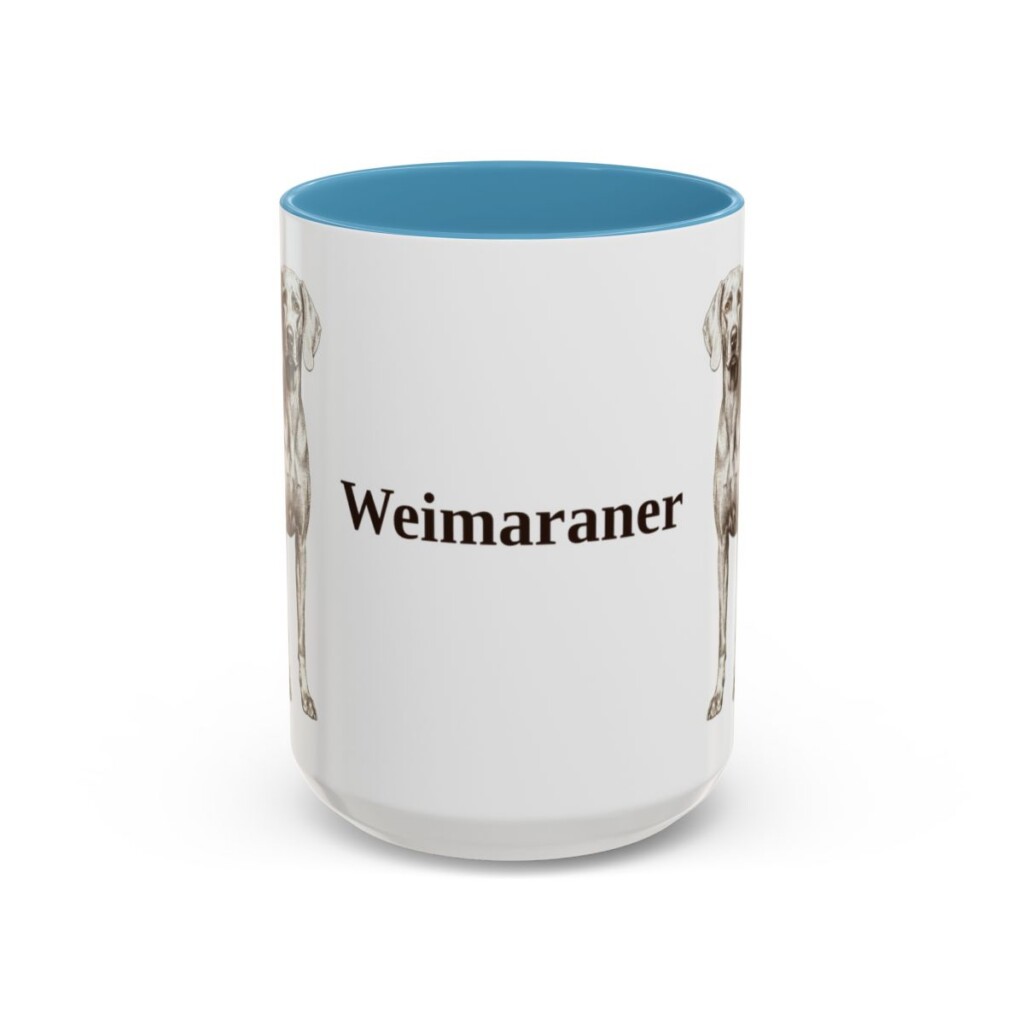15oz Weimaraner Mug, Light Blue, front view