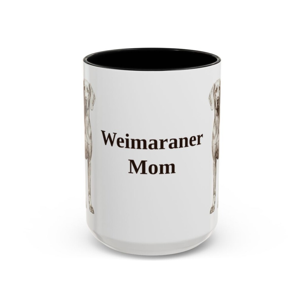 15oz Weimaraner Dog Mom Mug, Black, front view