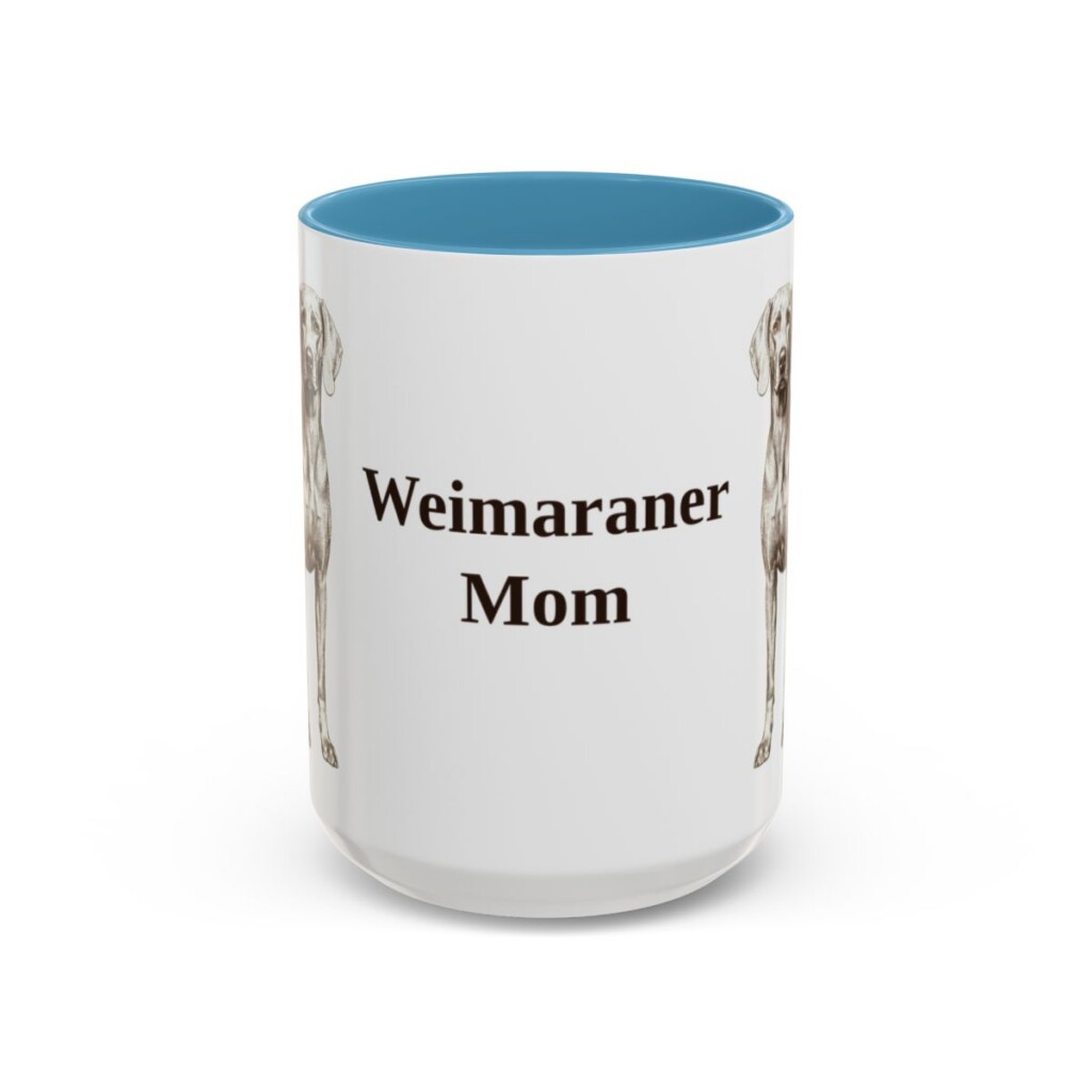 15oz Weimaraner Dog Mom Mug, Light Blue, front view