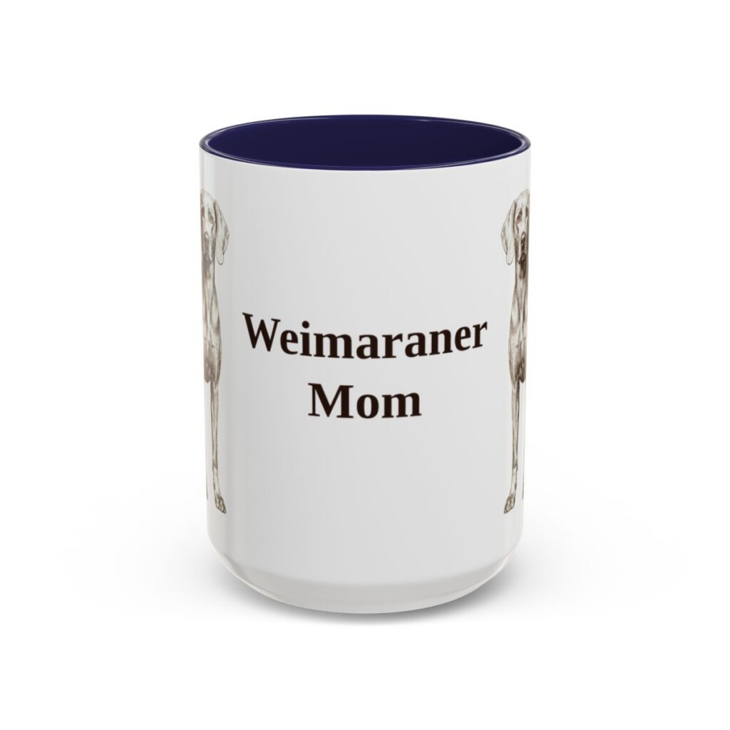 15oz Weimaraner Dog Mom Mug, Navy, front view