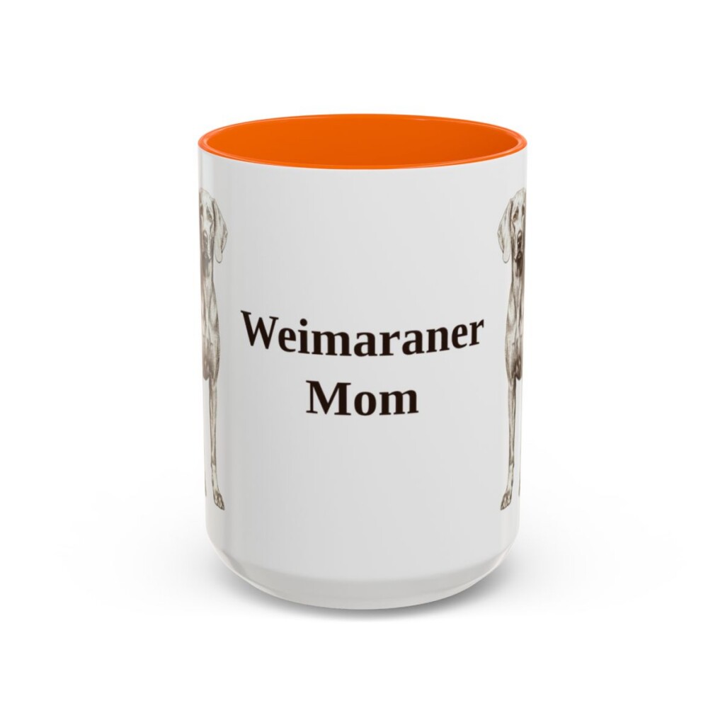 15oz Weimaraner Dog Mom Mug, Orange, front view
