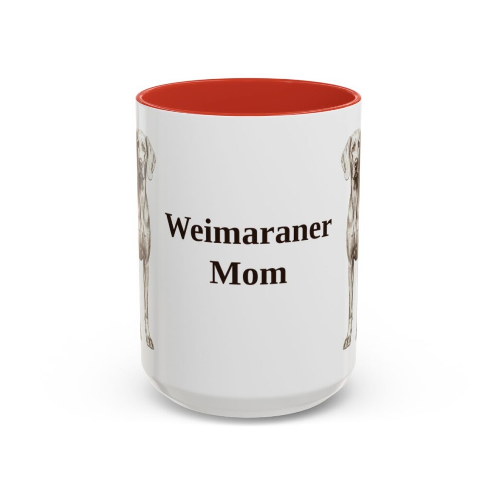 15oz Weimaraner Dog Mom Mug, Red, front view