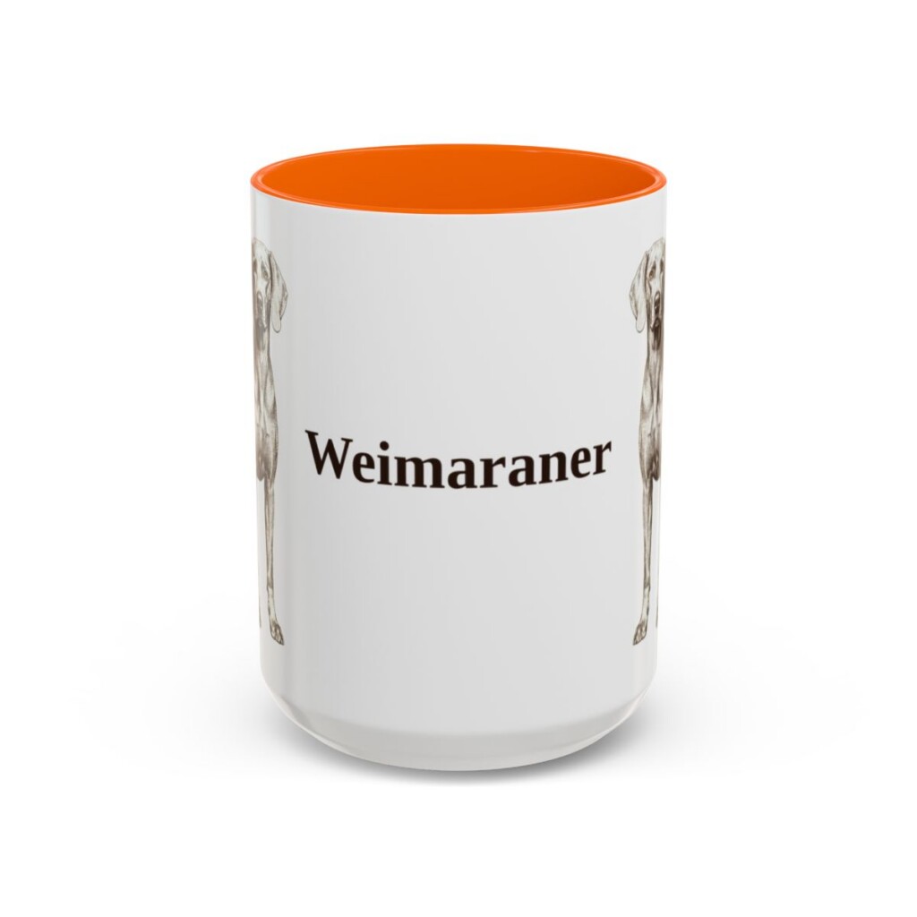 15oz Weimaraner Mug, Orange, front view