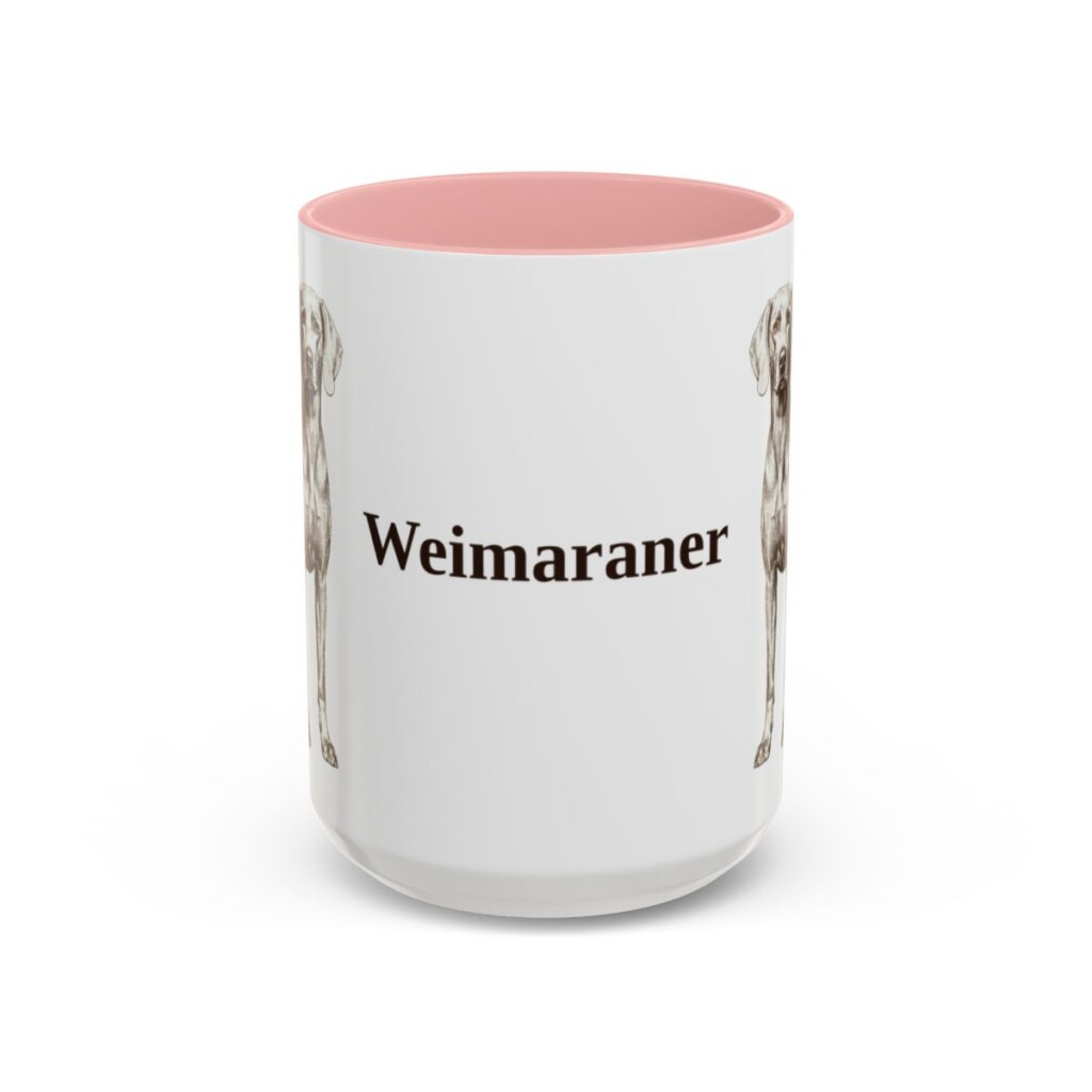 15oz Weimaraner Mug, Pink, front view