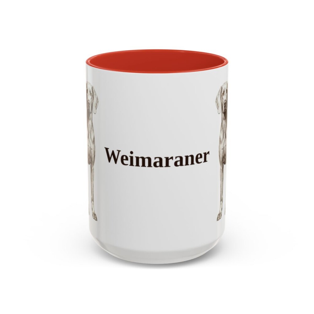 15oz Weimaraner Mug, Red, front view