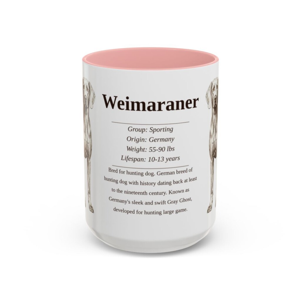 15oz-weimaraner-mug-writeup-pink 15oz Weimaraner Mug, Pink, front view