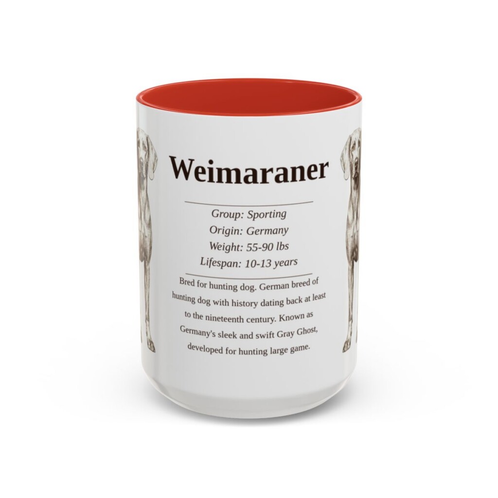 15oz-weimaraner-mug-writeup-red 15oz Weimaraner Mug, Red, front view