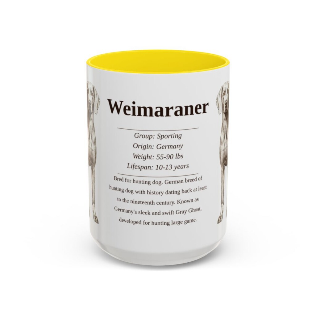15oz-weimaraner-mug-writeup-yellow 15oz Weimaraner Mug, Yellow, front view