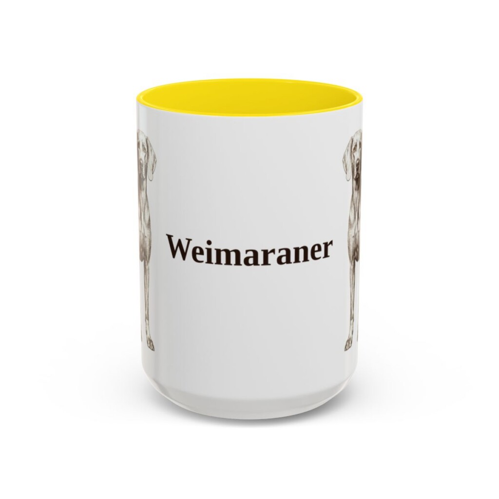 15oz Weimaraner Mug, Yellow, front view