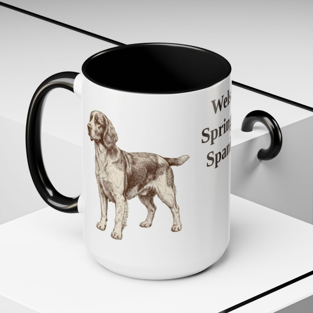 15oz Welsh Springer Spaniel Mug, Black, lifestyle photo