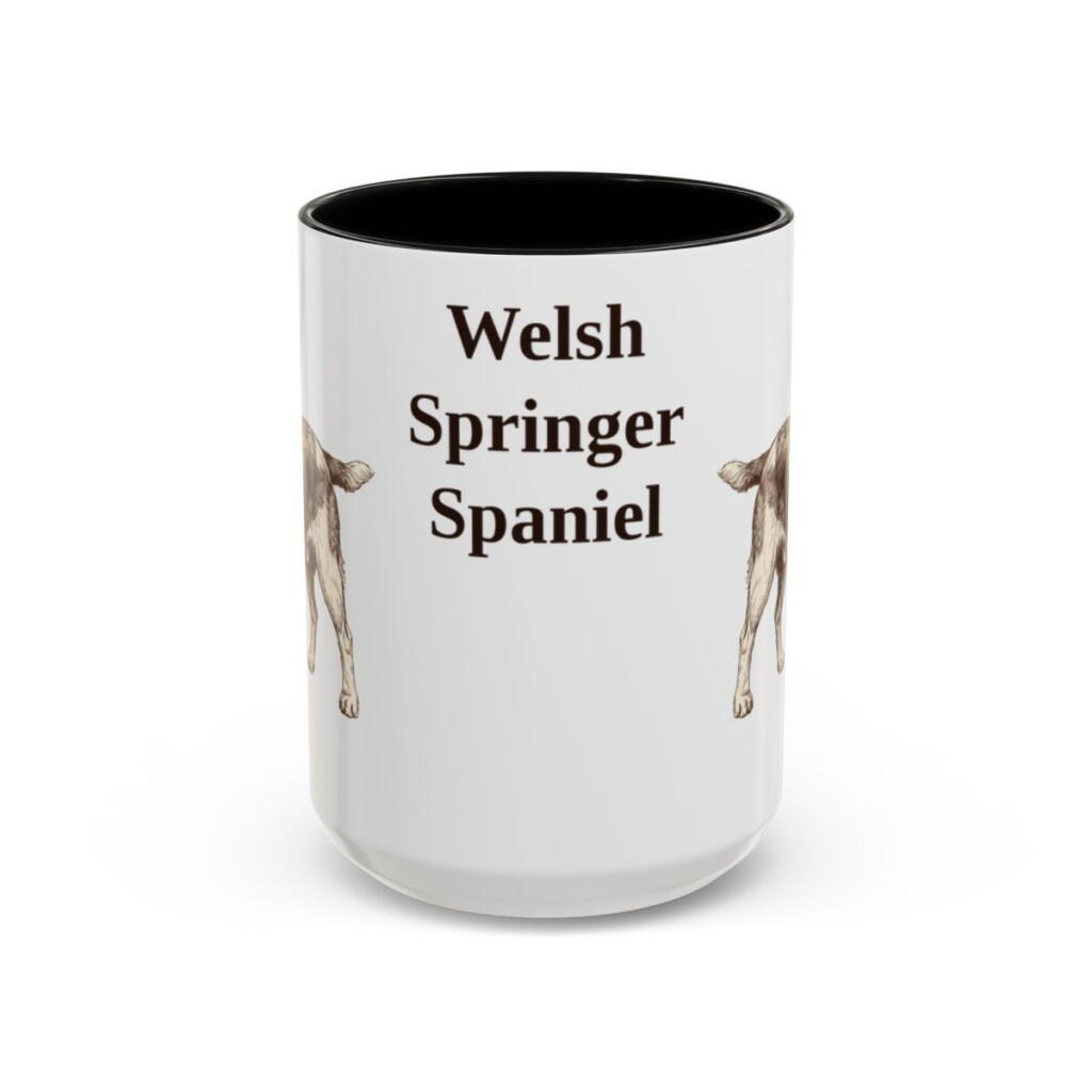 15oz Welsh Springer Spaniel Mug, Black, front view