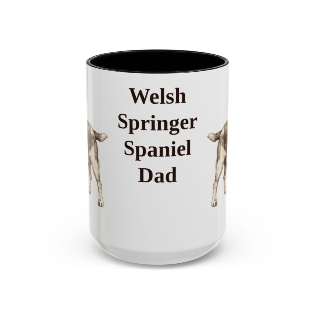 15oz Welsh Springer Spaniel Dog Dad Mug, Black, front view