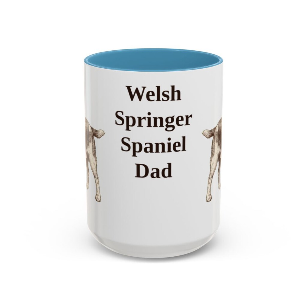 15oz Welsh Springer Spaniel Dog Dad Mug, Light Blue, front view