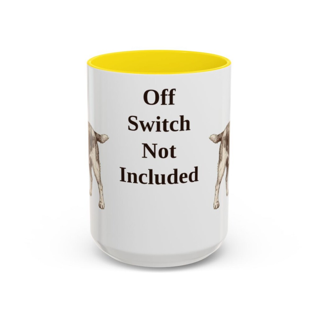 15oz Funny Welsh Springer Spaniel Mug, Yellow, front view