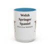 15oz Welsh Springer Spaniel Latin Mug, Light Blue, front view