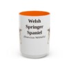 15oz Welsh Springer Spaniel Latin Mug, Orange, front view
