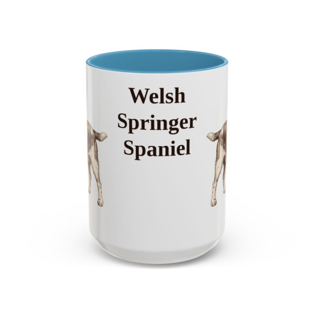 15oz Welsh Springer Spaniel Mug, Light Blue, front view