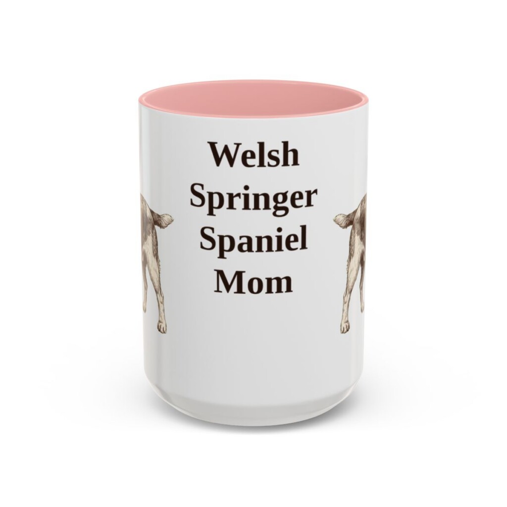 15oz Welsh Springer Spaniel Dog Mom Mug, Pink, front view