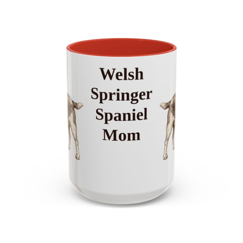 15oz Welsh Springer Spaniel Dog Mom Mug, Red, front view