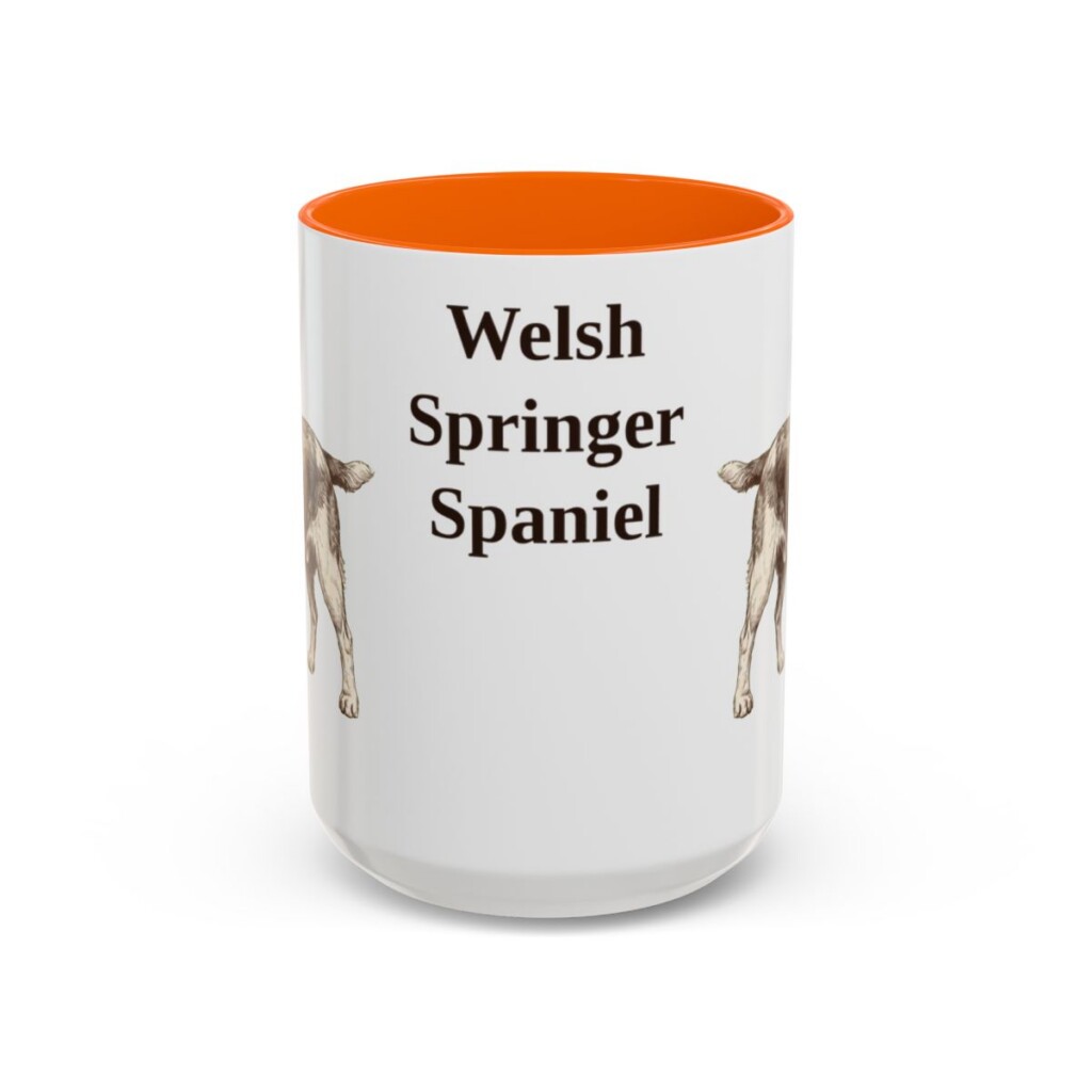 15oz Welsh Springer Spaniel Mug, Orange, front view