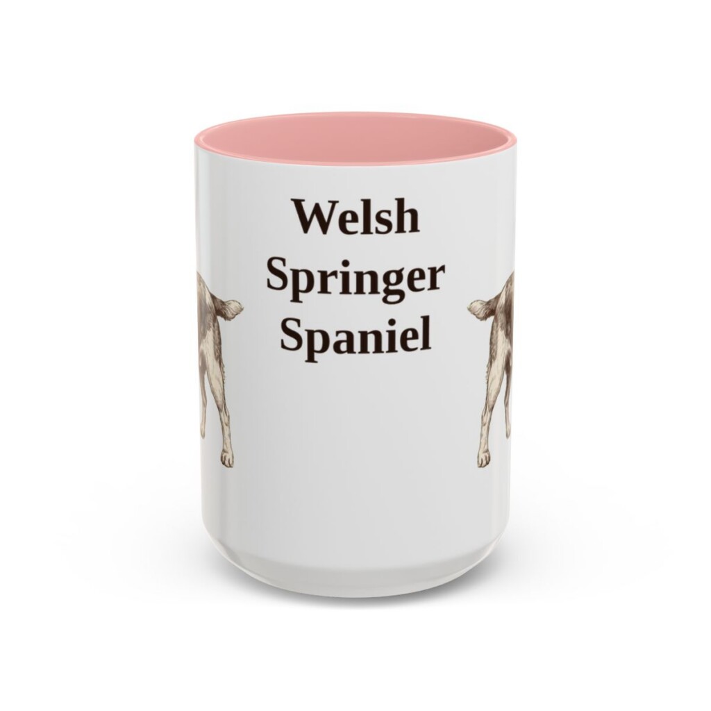 15oz Welsh Springer Spaniel Mug, Pink, front view