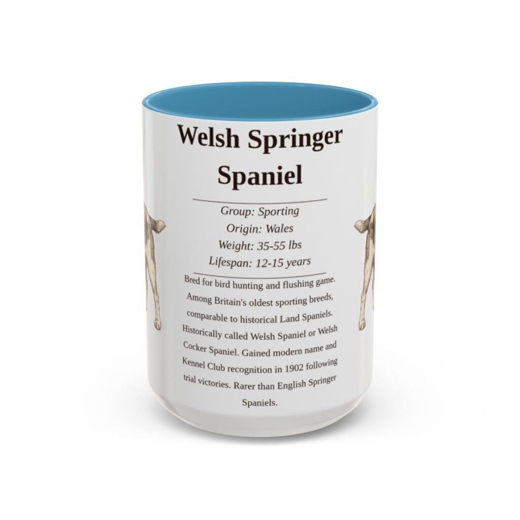 15oz Welsh Springer Spaniel Mug, Light Blue, front view