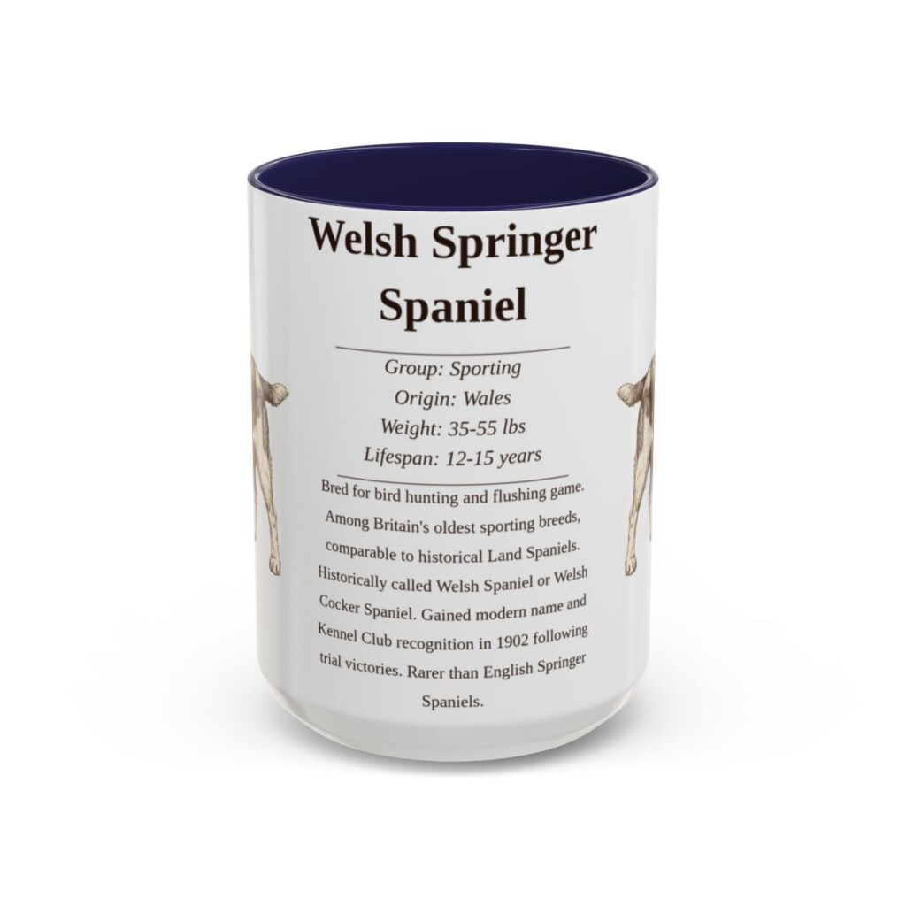 15oz Welsh Springer Spaniel Mug, Navy, front view