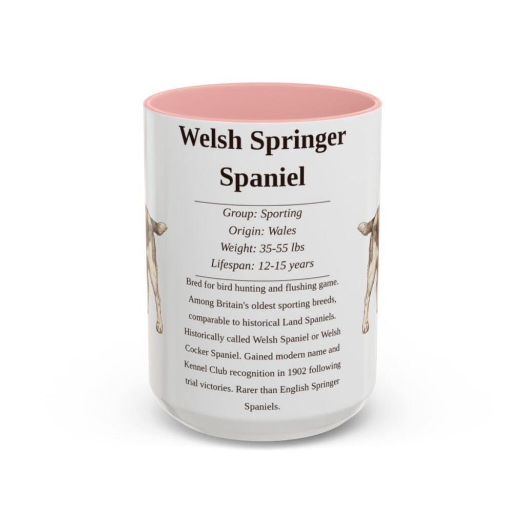 15oz Welsh Springer Spaniel Mug, Pink, front view