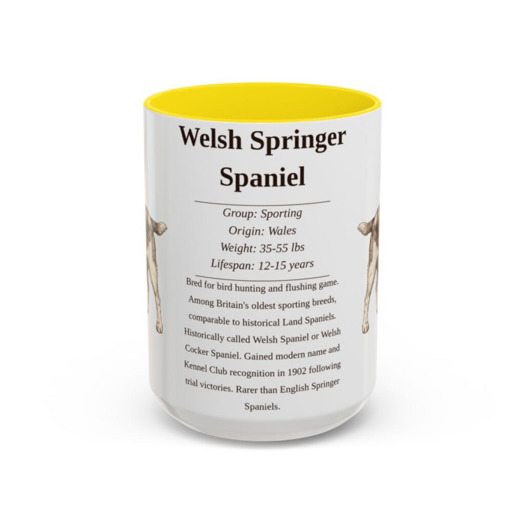 15oz Welsh Springer Spaniel Mug, Yellow, front view