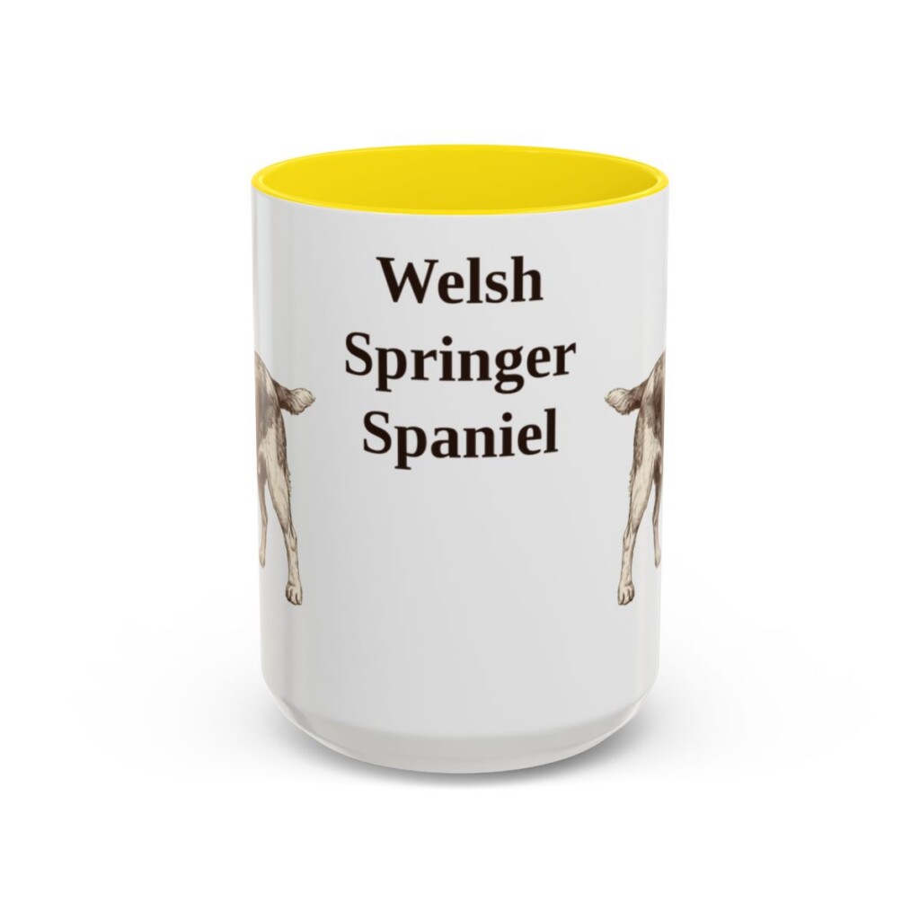 15oz Welsh Springer Spaniel Mug, Yellow, front view