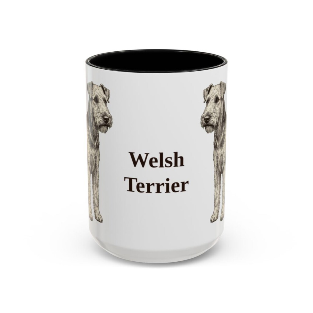 15oz Welsh Terrier Mug, Black, front view