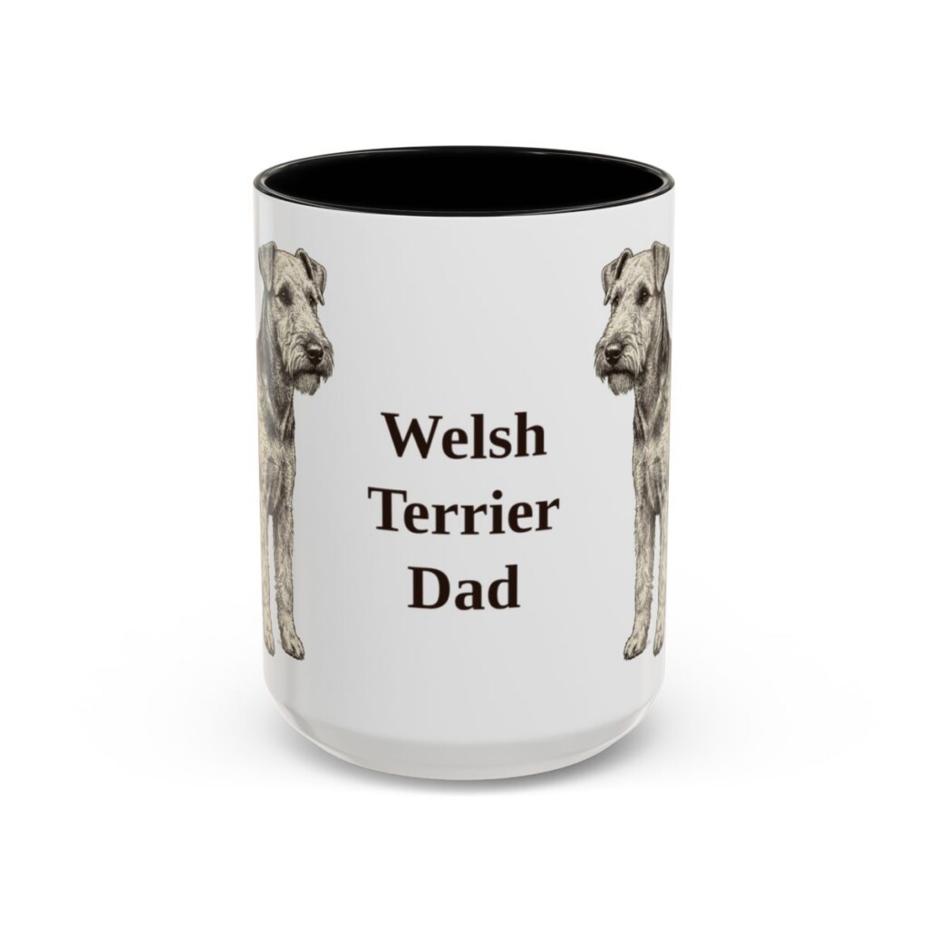 15oz Welsh Terrier Dog Dad Mug, Black, front view