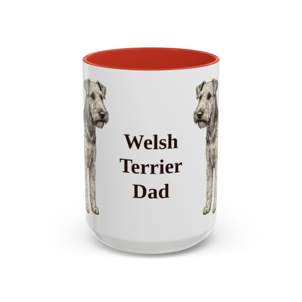 15oz Welsh Terrier Dog Dad Mug, Red, front view