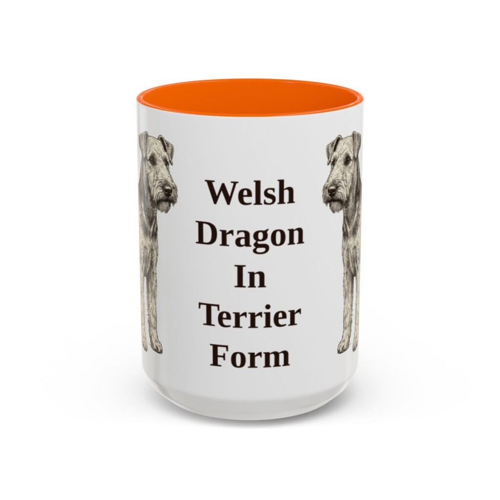 15oz-welsh-terrier-mug-humor-orange 15oz Funny Welsh Terrier Mug, Orange, front view