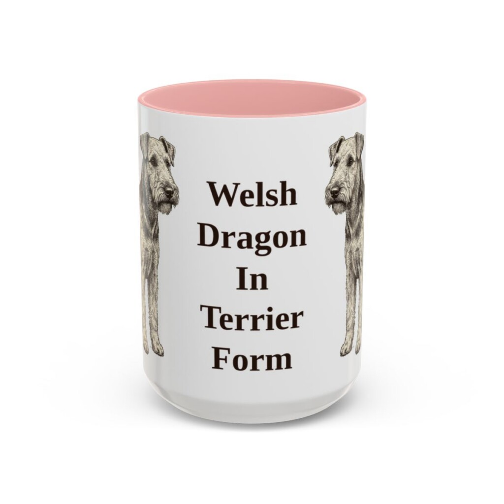 15oz-welsh-terrier-mug-humor-pink 15oz Funny Welsh Terrier Mug, Pink, front view