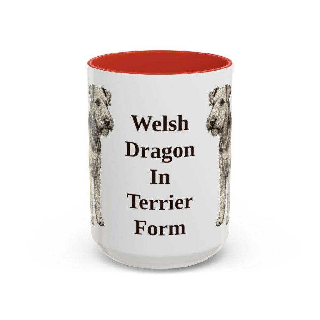 15oz-welsh-terrier-mug-humor-red 15oz Funny Welsh Terrier Mug, Red, front view