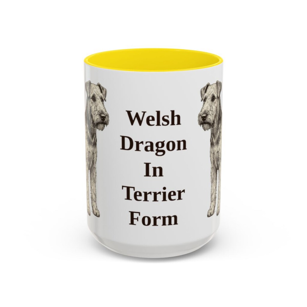 15oz-welsh-terrier-mug-humor-yellow 15oz Funny Welsh Terrier Mug, Yellow, front view