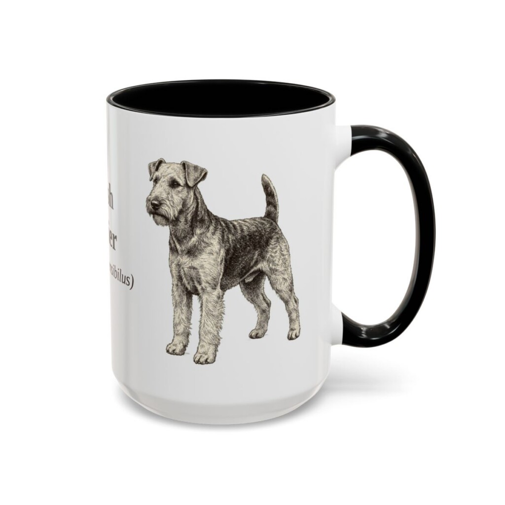 15oz Welsh Terrier Latin Mug, Black, right side view