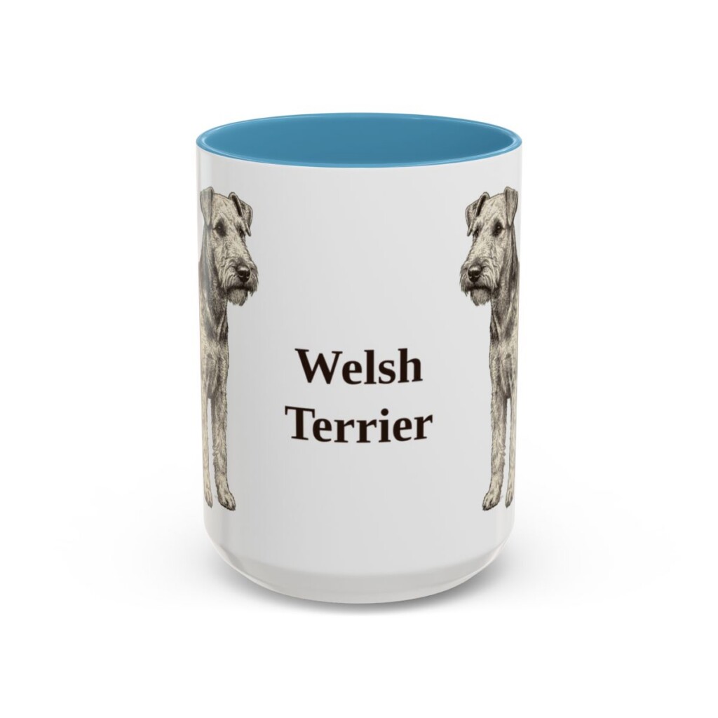 15oz Welsh Terrier Mug, Light Blue, front view