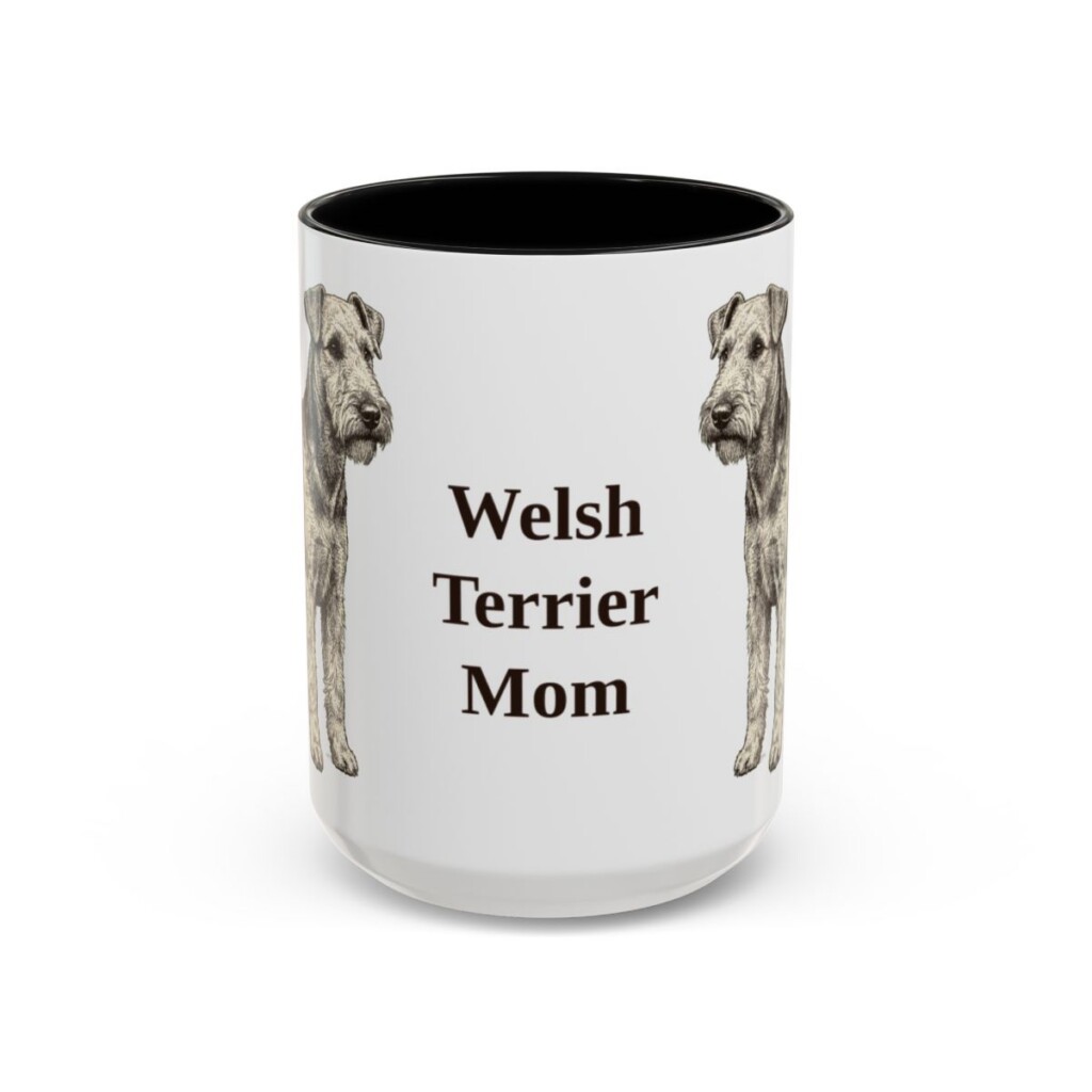 15oz Welsh Terrier Dog Mom Mug, Black, front view