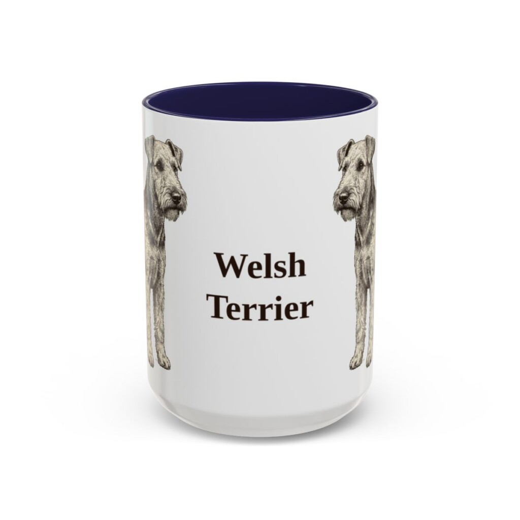 15oz Welsh Terrier Mug, Navy, front view