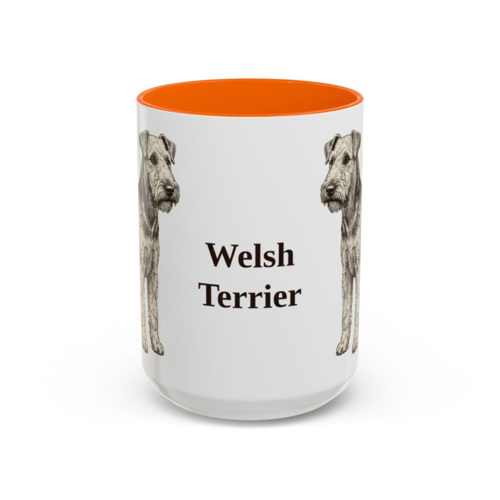 15oz Welsh Terrier Mug, Orange, front view