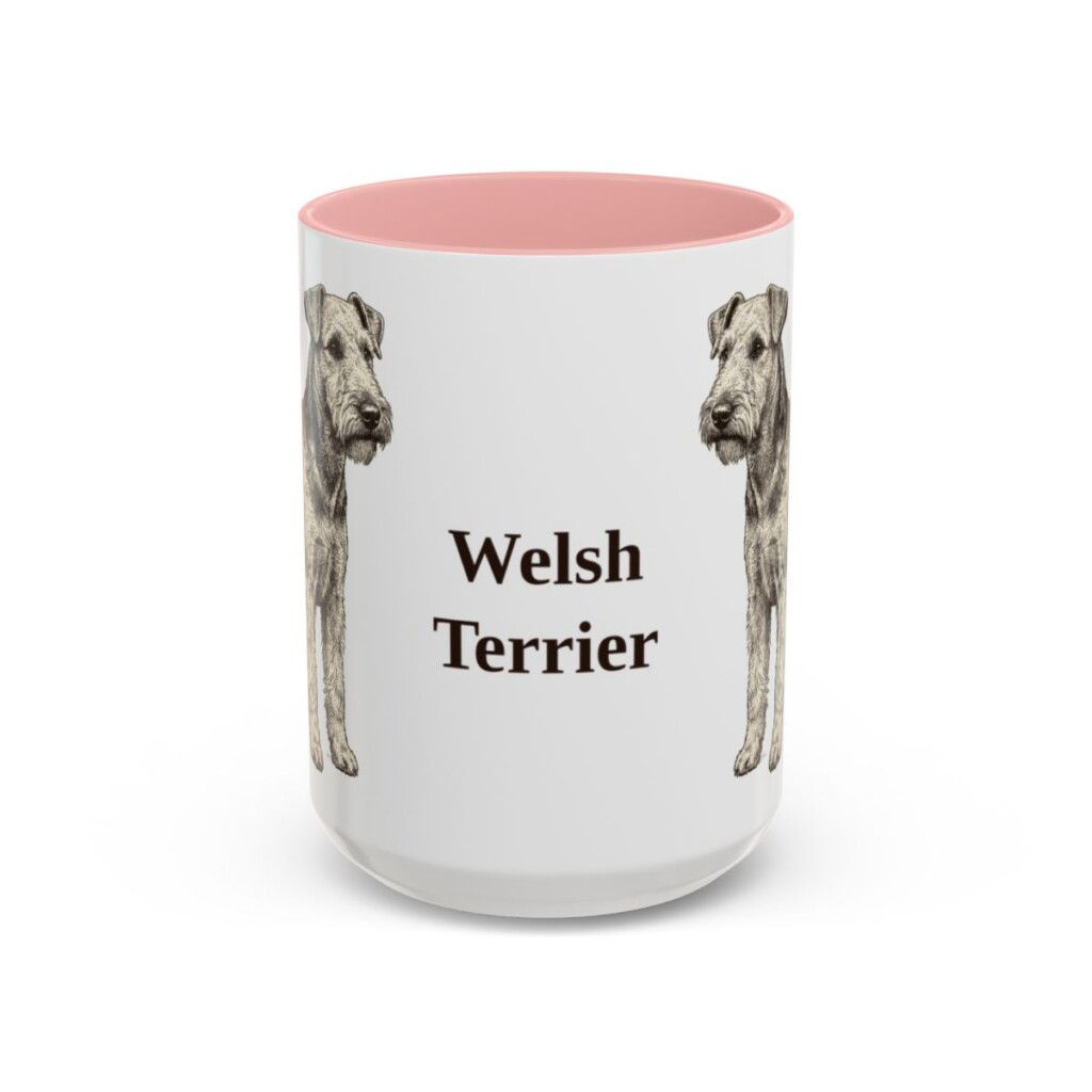 15oz Welsh Terrier Mug, Pink, front view