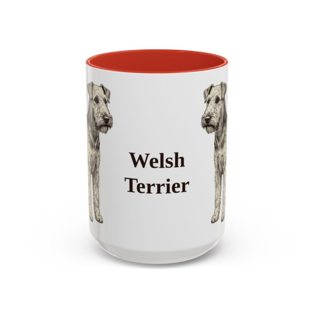 15oz Welsh Terrier Mug, Red, front view