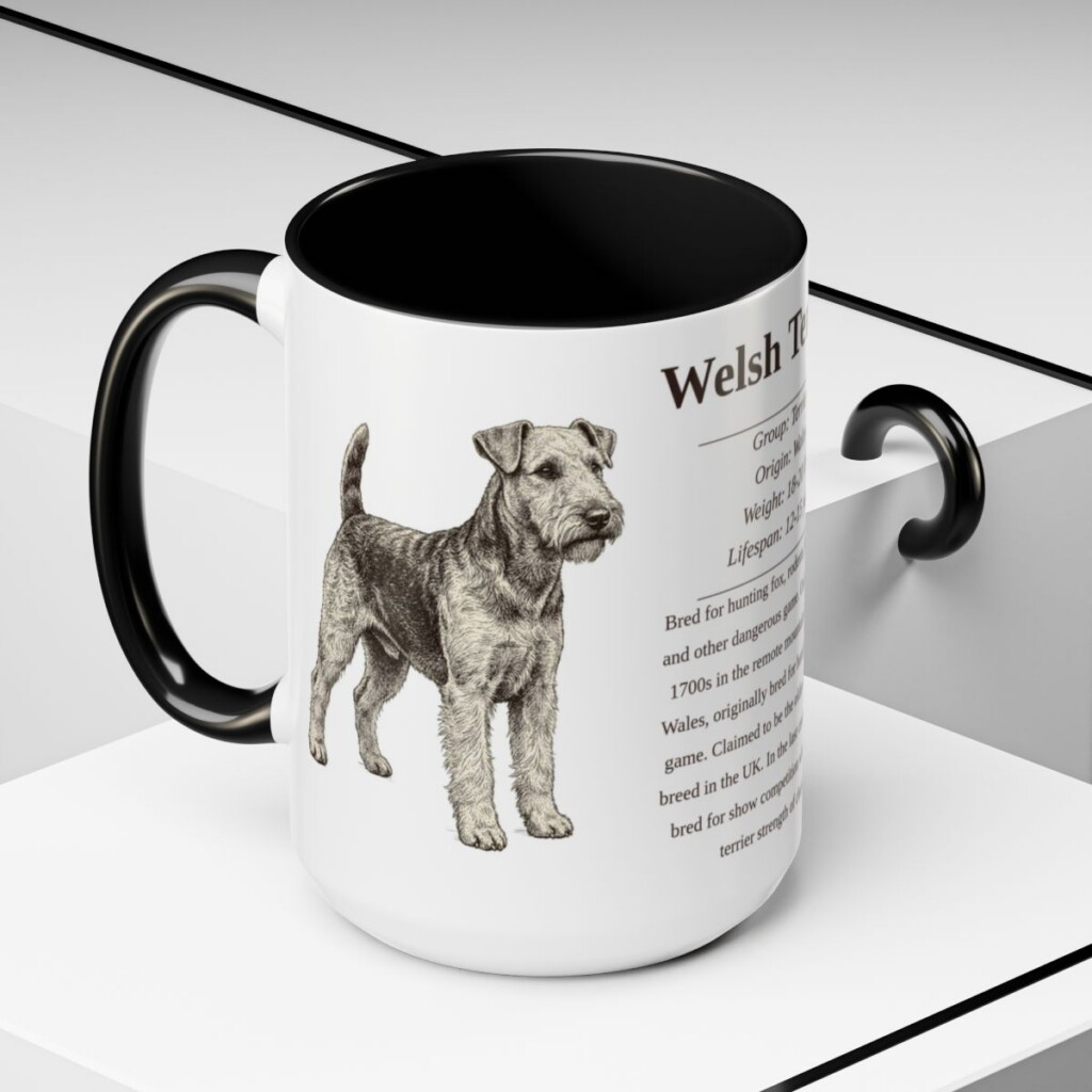 15oz Welsh Terrier Mug, Black, lifestyle photo